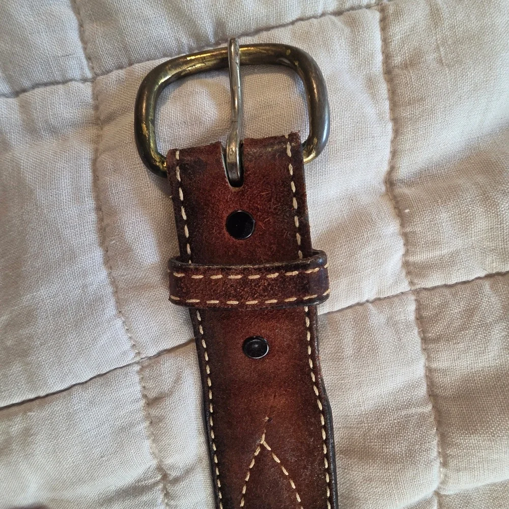 Torel Leather Belt Mens 38 Brown Good Western Diamond Stitch Made in USA 451